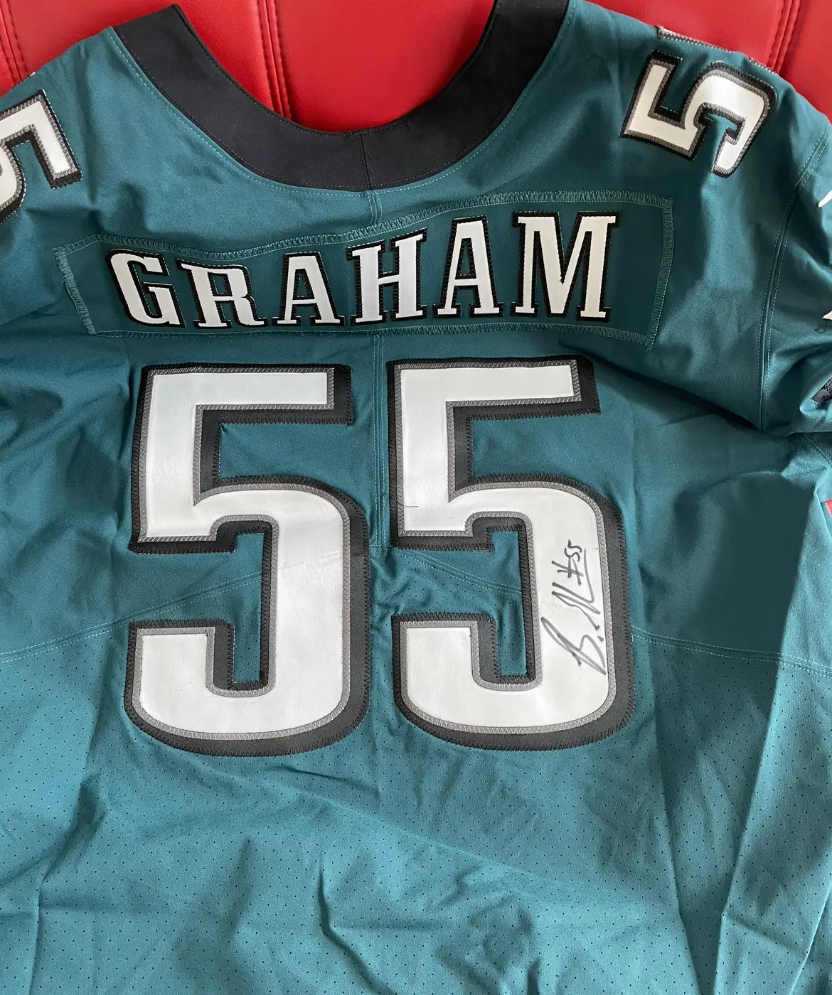 BRANDON GRAHAM (Eagles green TOWER) Signed Autographed Framed Jersey JSA